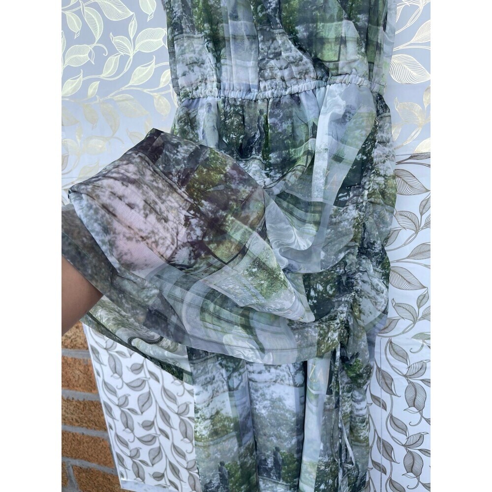 Plains & Prints x Mark Nicdao Manila Dress Size US 2 Vintage Aesthetic Chiffon - Picture 6 of 12